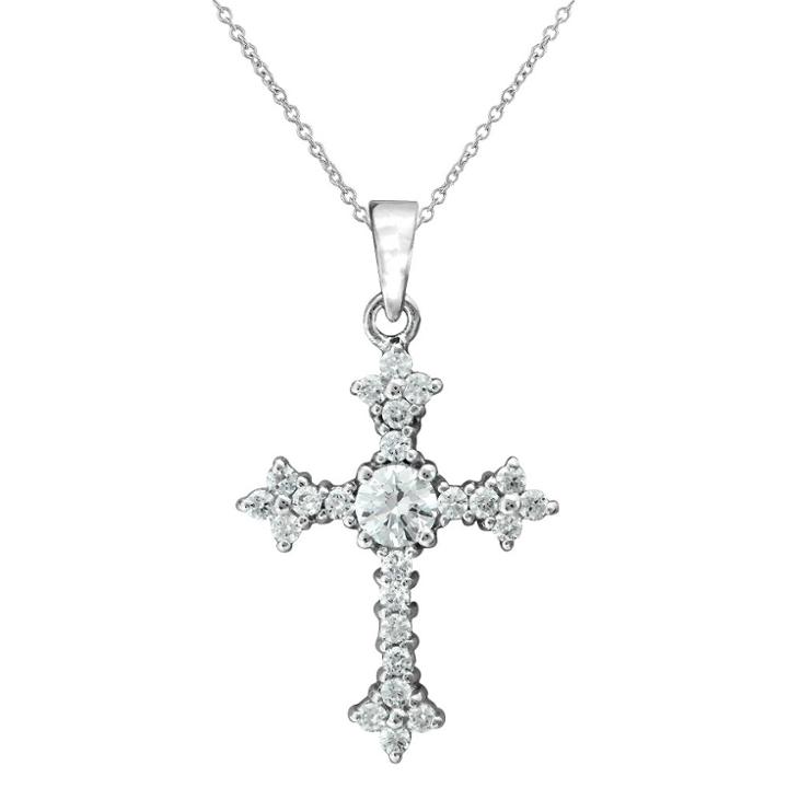 Target Silver Plated Cubic Zirconia Cross Pendant