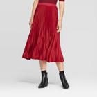 Women's Relaxed Fit High-rise Pleated Midi Skirt - A New Day Red M,
