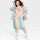 No Brand Pride Adult Plus Size High-rise Rainbow Ombre Skirt - 1x, One Color