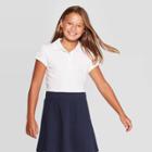 Petitegirls' Short Sleeve Interlock Uniform Polo Shirt - Cat & Jack White L, Girl's,