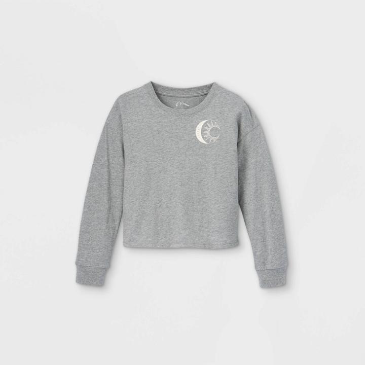 Girls' Celestial Print Long Sleeve T-shirt - Art Class Gray