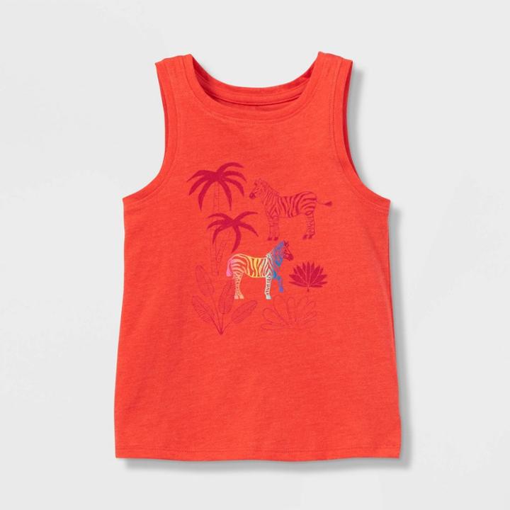 Toddler Girls' Rainbow Zebra Knit Graphic Tank Top - Cat & Jack Orange