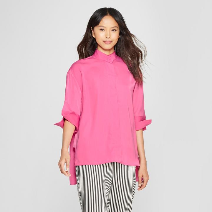 Women's 3/4 Sleeve Oversized Silky Tunic Top - Who What Wear Pink