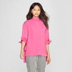 Women's 3/4 Sleeve Oversized Silky Tunic Top - Who What Wear Pink