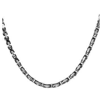Men's West Coast Jewelry Silverplated And Blackplated Byzantine Chain Necklace,