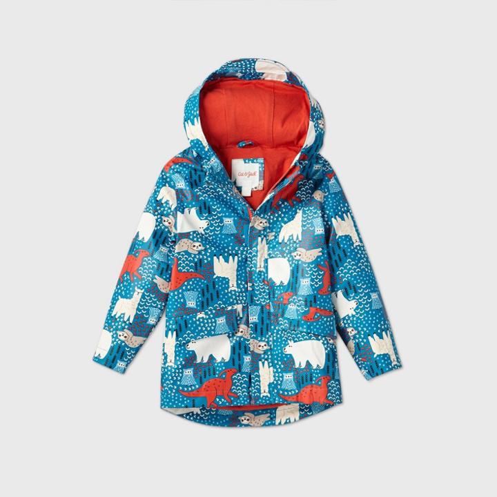 Toddler Boys' Llama Printed Rain Jacket - Cat & Jack Turquoise