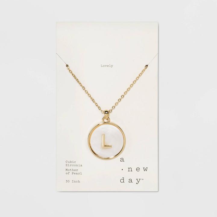 Mop Initial L Necklace 30+3 - A New Day Gold, Size: Large, Gold -