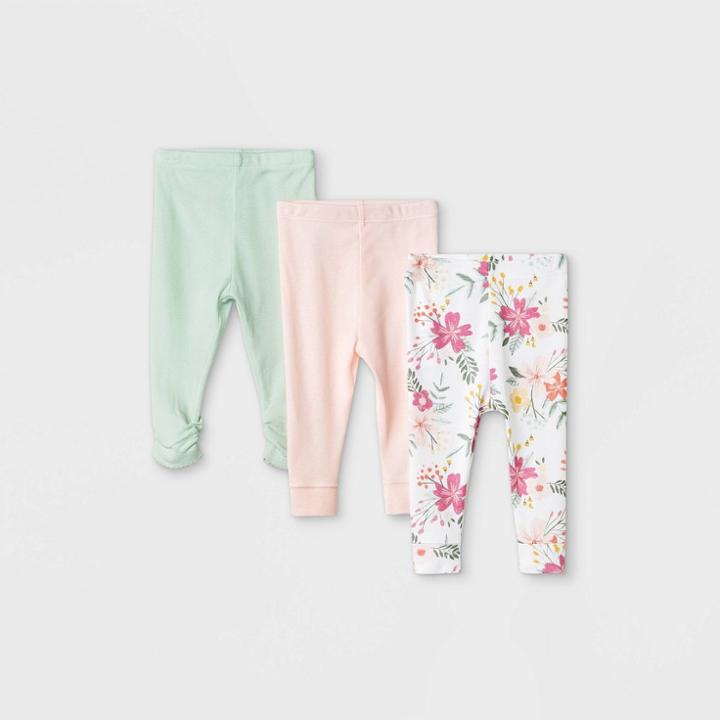 Baby Girls' 3pk Meadow Pull-on Pants - Cloud Island White