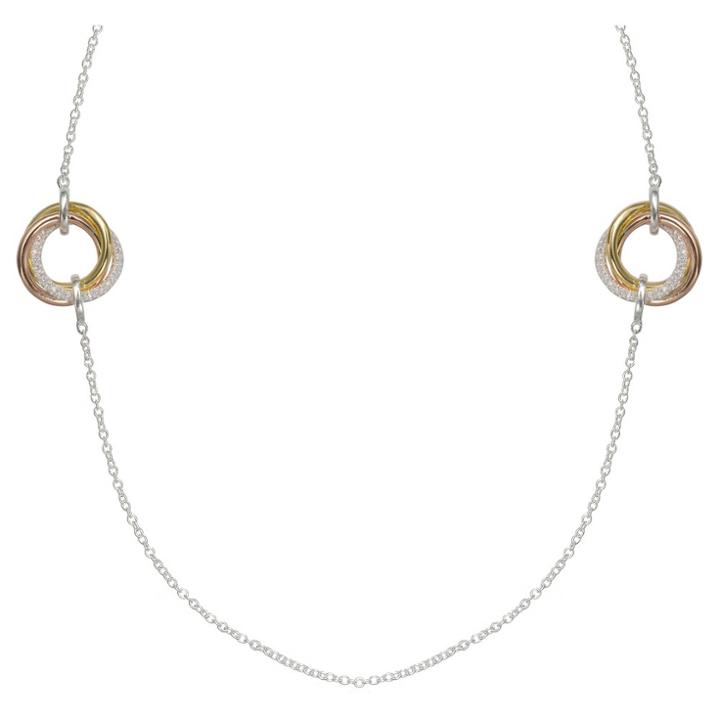 Target Women's Loveknot Station Necklace With Rose Gold Accents In Sterling Silver - Silver/rose
