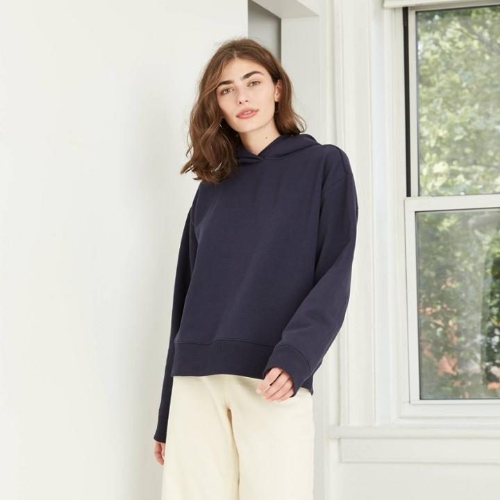 Women's Hooded Fleece Sweatshirt - A New Day Navy