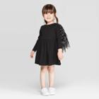 Toddler Girls' Long Sleeve Cape Dress - Cat & Jack Black