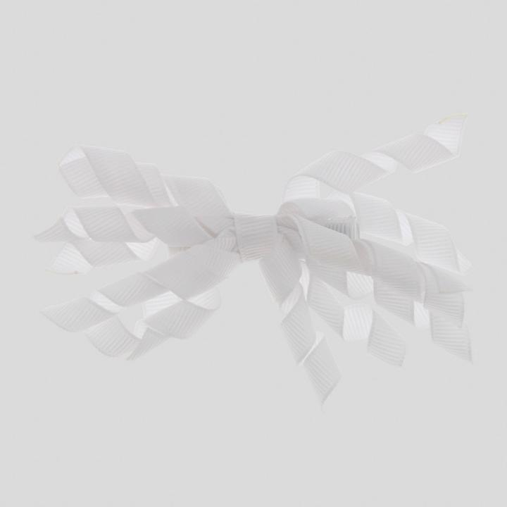 Girls' Bow With Curly Ribbon Grosgrain Clip - Cat & Jack White