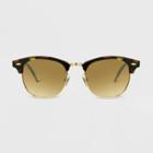 Women's Tortoise Shell Print Flat Top Retro Browline Sunglasses - Universal Thread Brown