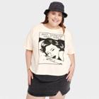 Threadless Pride Adult Plus Size Busy Thinking About Girls Short Sleeve Cropped T-shirt - Cream