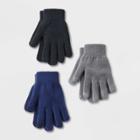 Kids' 3pk Gloves - Cat & Jack Navy/gray/black