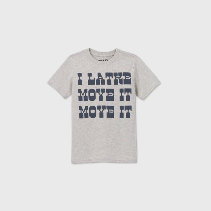Mad Engine Boys' 'i Latke Move It Move It' Short Sleeve Graphic T-shirt - Gray