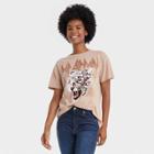 Women's Def Leppard Animal Print Short Sleeve Graphic T-shirt - Taupe