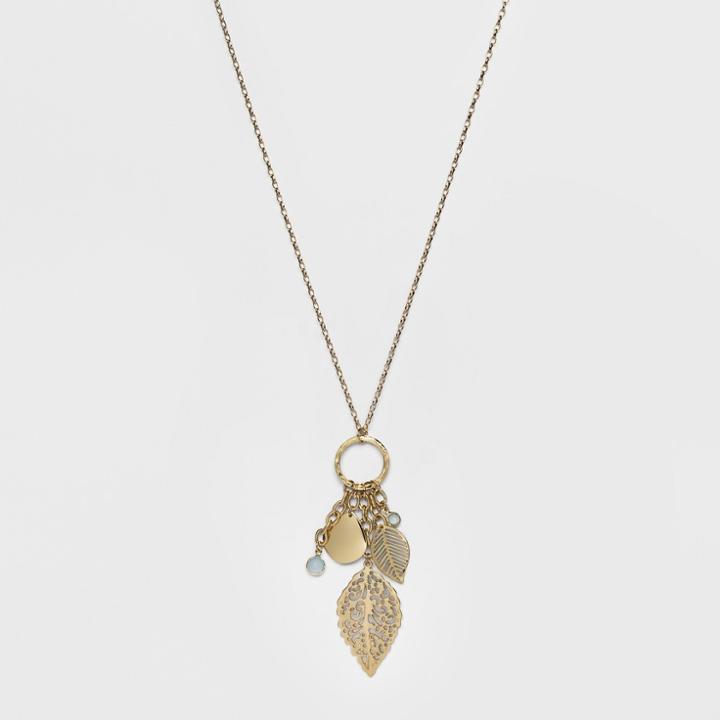 Hanging Leaves And Channels Long Necklace - A New Day Gold