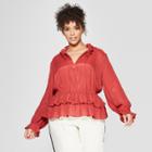Women's Plus Size Long Sleeve Tiered Ruffle Blouse - Who What Wear Red