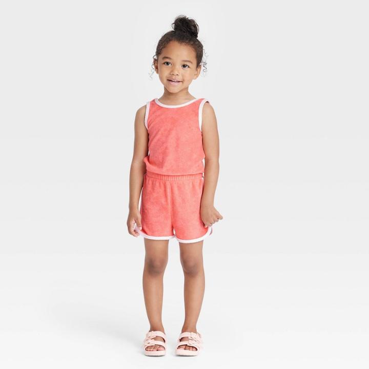 Toddler Girls' Romper - Cat & Jack Coral