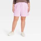 Women's Plus Size High-rise Tie Waist Knit Lounge Shorts - A New Day