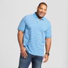 Men's Big & Tall Standard Fit Short Sleeve Striped Pique Polo Shirt - Goodfellow & Co Blue