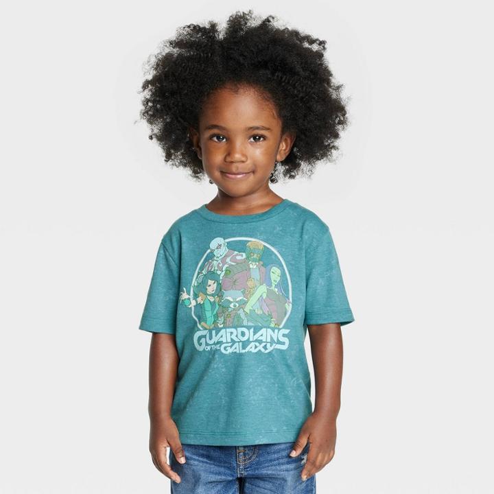 Toddler Boys' Marvel Guardians Of The Galaxy Short Sleeve Graphic T-shirt - Teal Blue