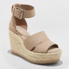 Women's Caroline Microsuede Ankle Strap Espadrille Wedge - Universal Thread Taupe (brown)