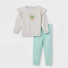 Toddler Girls' Star Wars Baby Yoda Long Sleeve Fleece Crew Neck Top And Bottom Set -