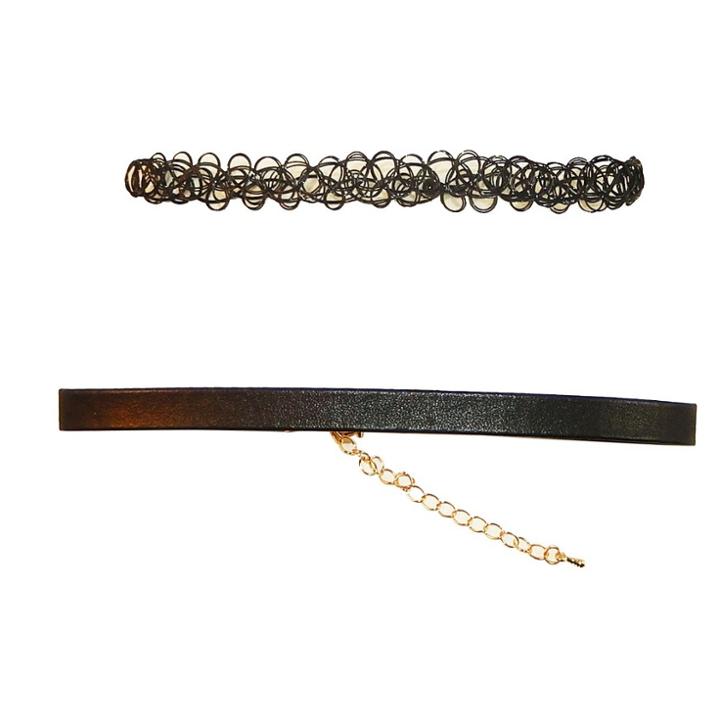 Target Black 1/2 Wide Stretch Tattoo & 3/8 Faux Leather Choker