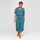 Women's Plus Size Printed Tie Front Jumpsuit - Universal Thread Blue