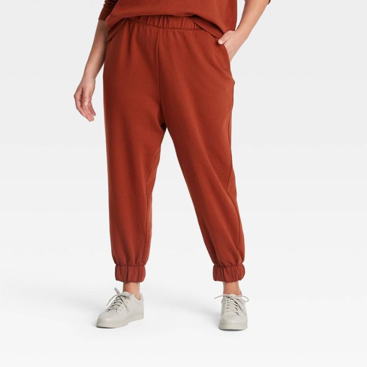 Women's High-rise Pull-on All Day Fleece Ankle Jogger Pants - A New Day Dark Brown