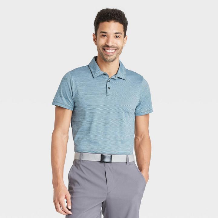 Men's Striped Polo Shirt - All In Motion Olive Green