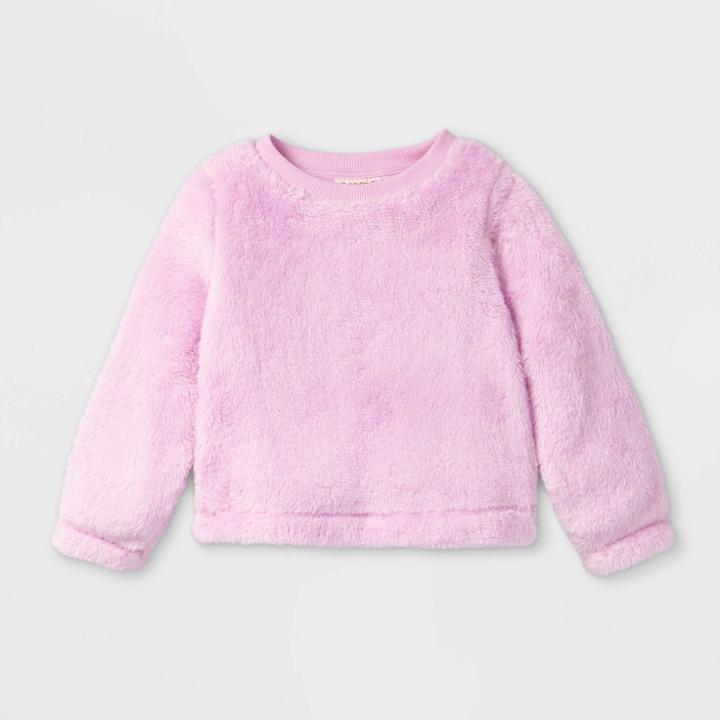 Toddler Girls' Sherpa Pullover Sweatshirt - Cat & Jack Light Purple