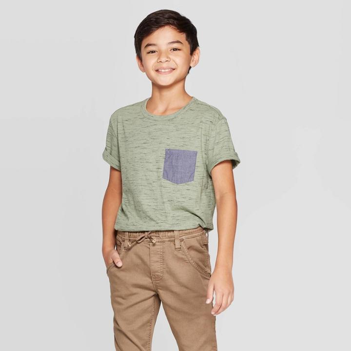 Petiteboys' Short Sleeve T-shirt - Cat & Jack Olive Xl, Boy's, Green