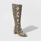 Women's Marlee Snake Print Knee High Heeled Fashion Boots - Universal Thread Gray