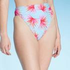 Women's High Leg High Waist Bikini Bottom - Xhilaration Blue Tropical Floral
