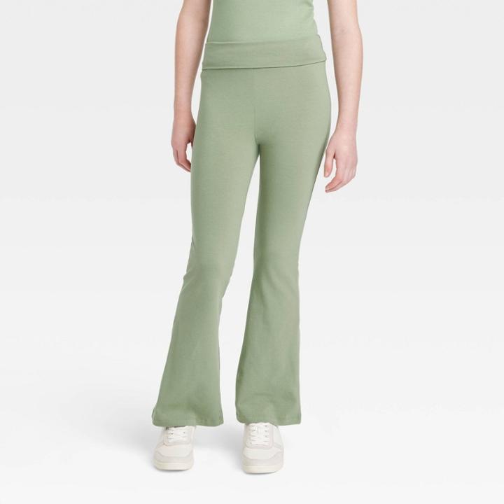 Girls' Foldover Waist Flare Leggings - Art Class