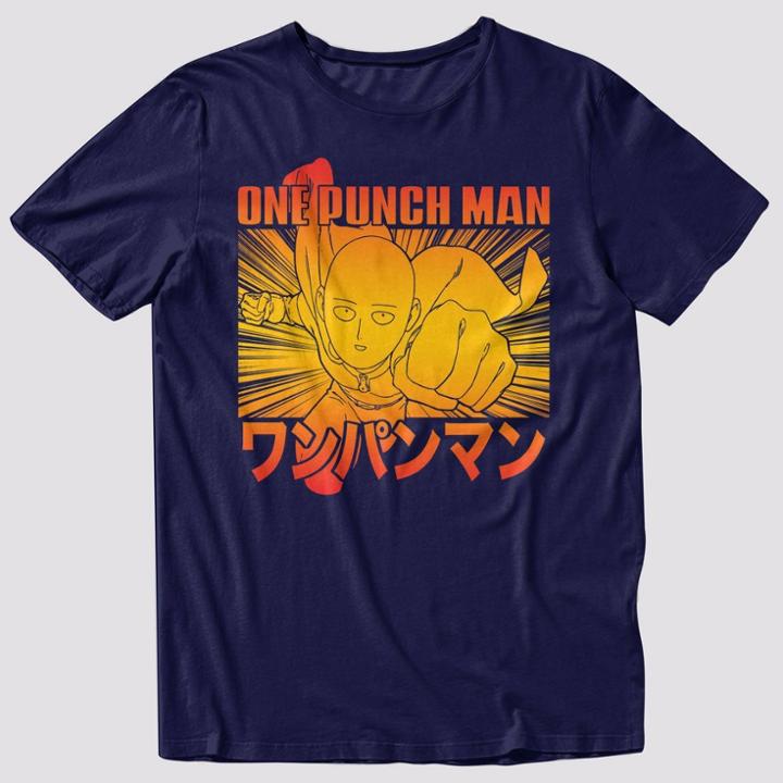 Men's One-punch Man Short Sleeve T-shirt - Navy