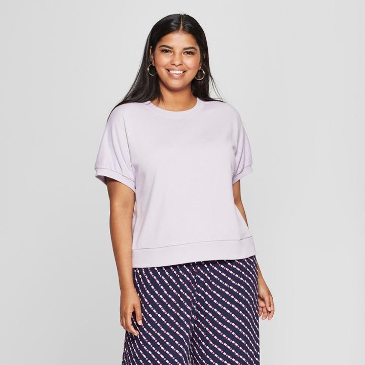 Women's Plus Size Short Sleeve Sweatshirt - Who What Wear