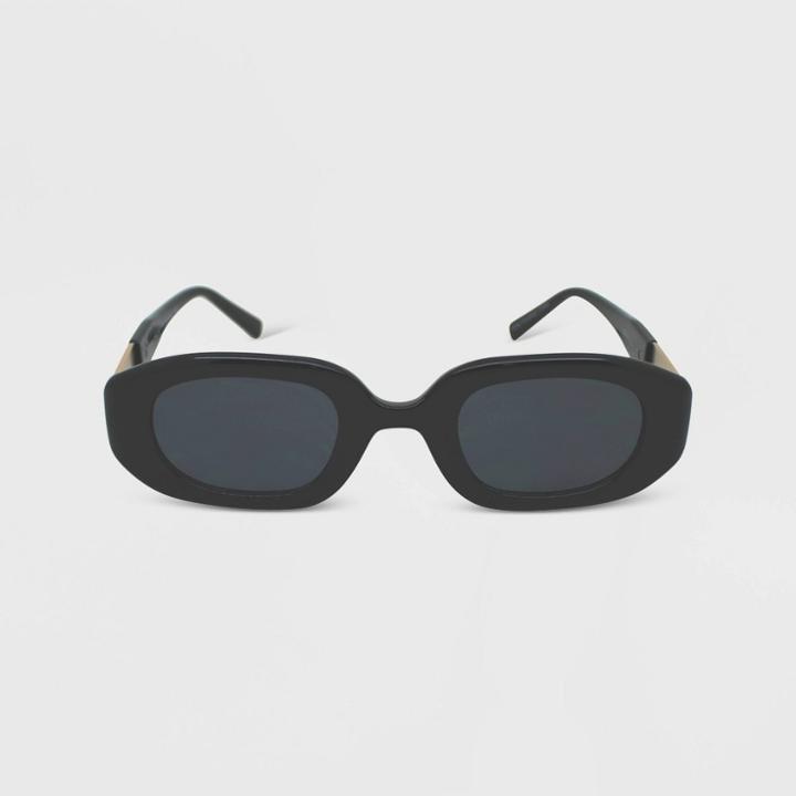 Women's Solid Plastic Oval Sunglasses - Wild Fable Black