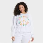 33 Revolutions Women's Plus Size Stay Happy Graphic Sweatshirt - White