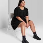 Women's Plus Size Short Sleeve Open Back Tiered Skater Dress - Wild Fable Black