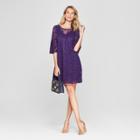 Women's Lace Bell Sleeve Dress - Melonie T - Purple