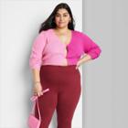Women's Plus Size Cropped Cardigan - Wild Fable Pink Colorblock