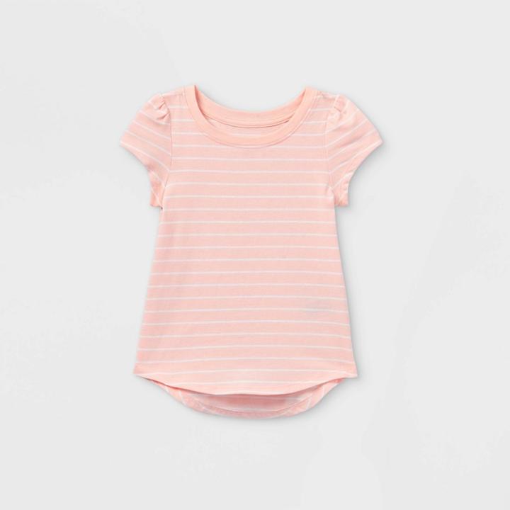 Toddler Girls' Striped Short Sleeve T-shirt - Cat & Jack Pink