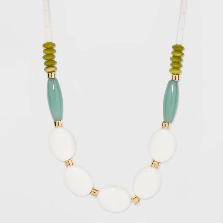 Statement Beaded Necklace - A New Day Jade, Women's, Green