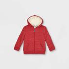 Toddler Boys' Sherpa Lined Zip-up Hoodie Sweatshirt - Cat & Jack Red