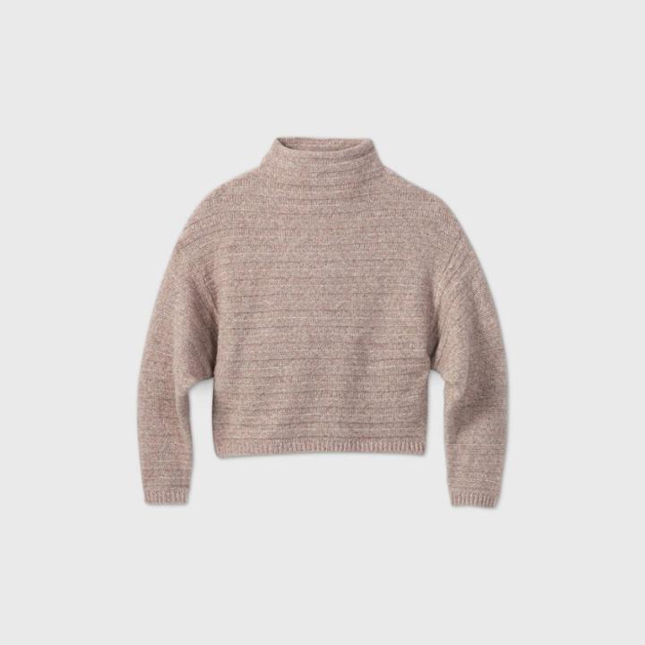 Women's Mock Turtleneck Cozy Rib Pullover Sweater - Prologue Light Purple