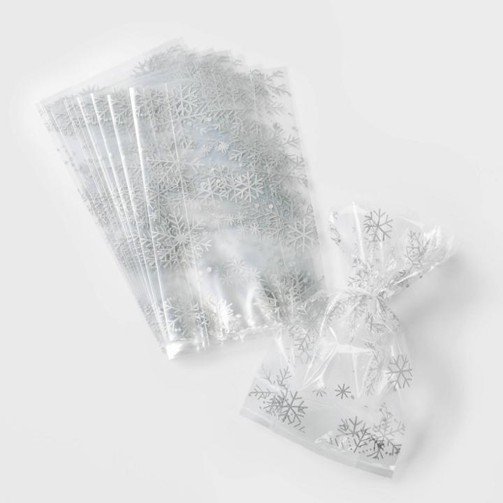 15ct Foil Snowflake Christmas Cello Treat Gift Bags - Wondershop ,